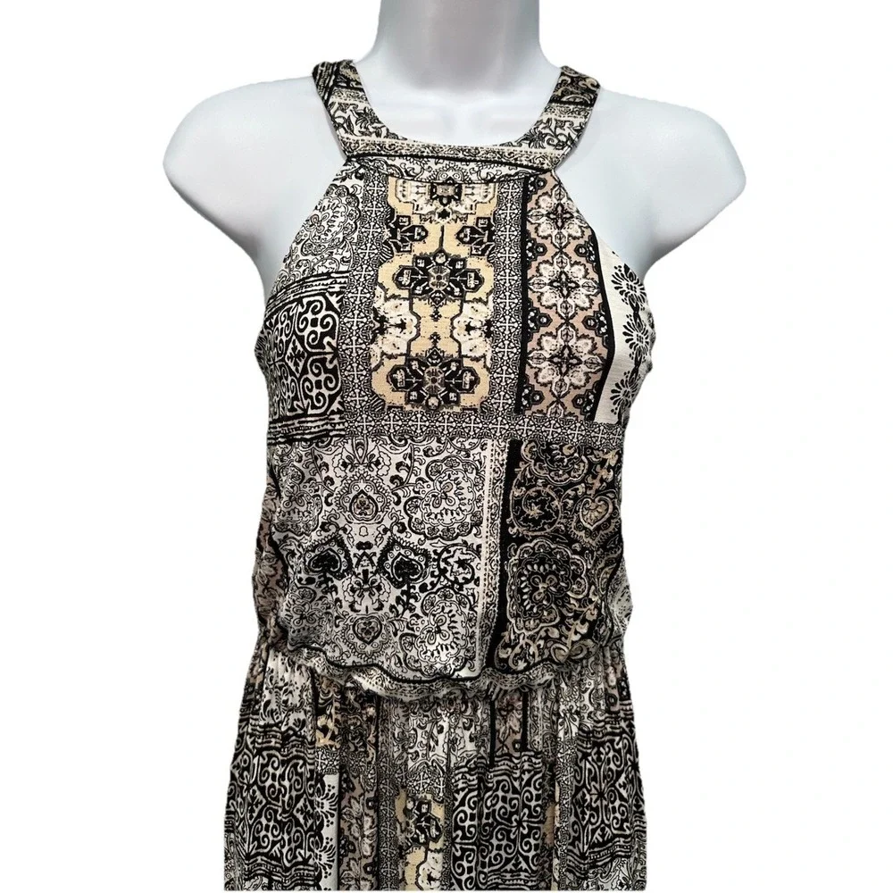 Three Pink Hearts Maxi Dress Women's Small Multi Color Halter Pull Over No Sleev - Picture 8 of 10